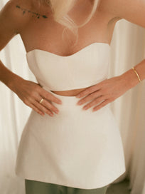 Love Bustier front silhouette styled with Basque Skirt